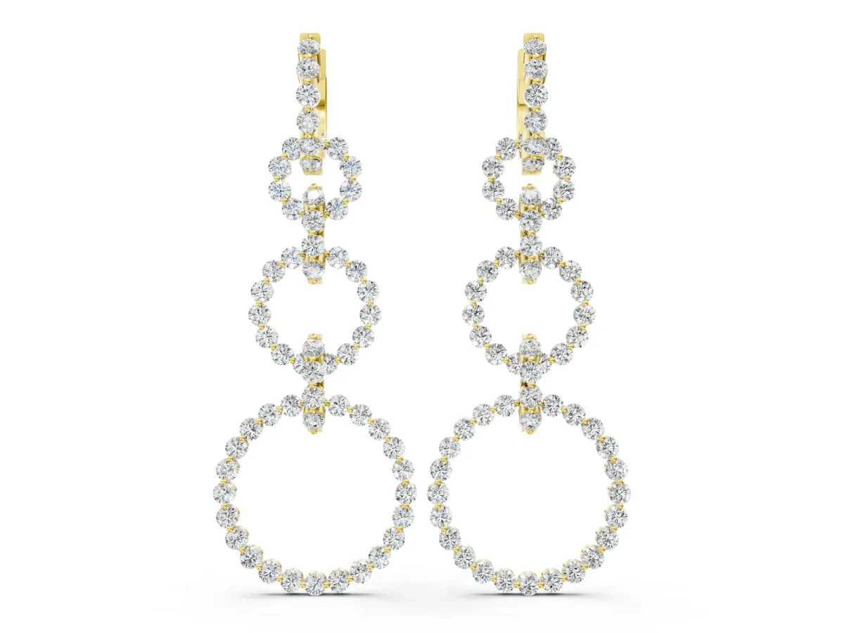 Round Diamond Multiway Open Circle Statement Earrings Yellow gold