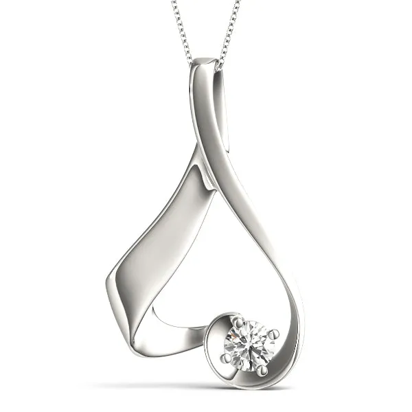 Round Solitaire Bezel Prong Pendant White gold