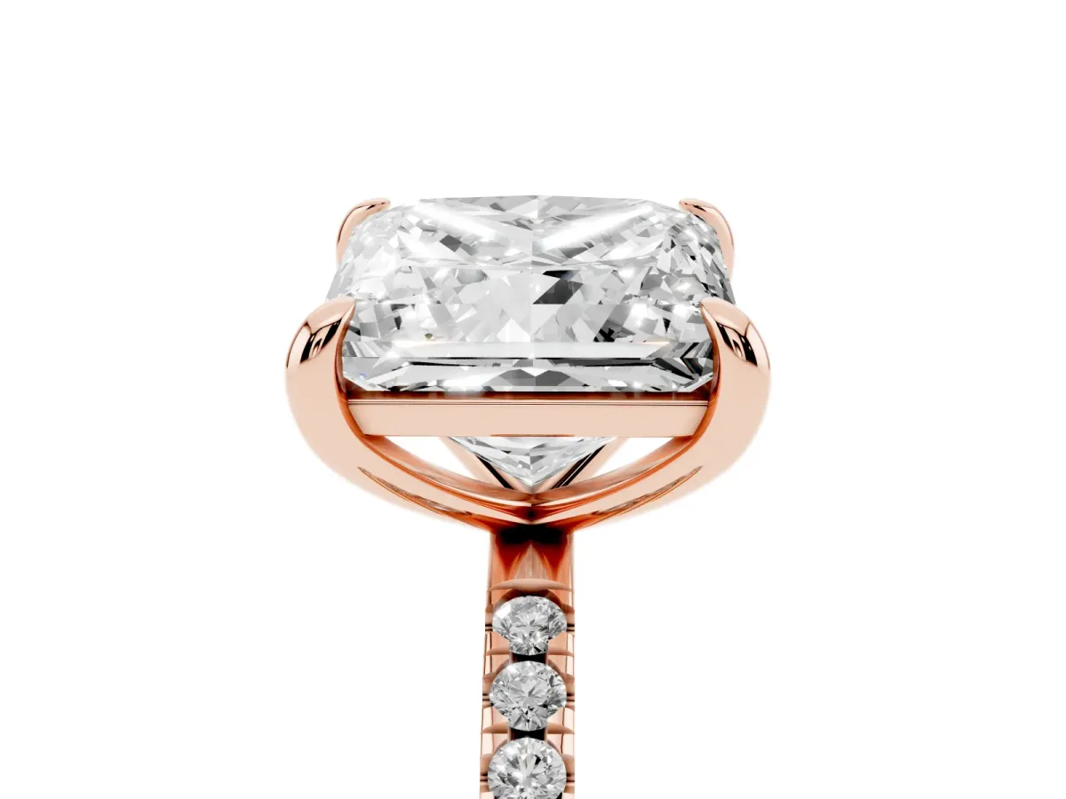 Oval and Princess Toi Moi Ring with Prong Setting and Micro Pave Band Rose gold