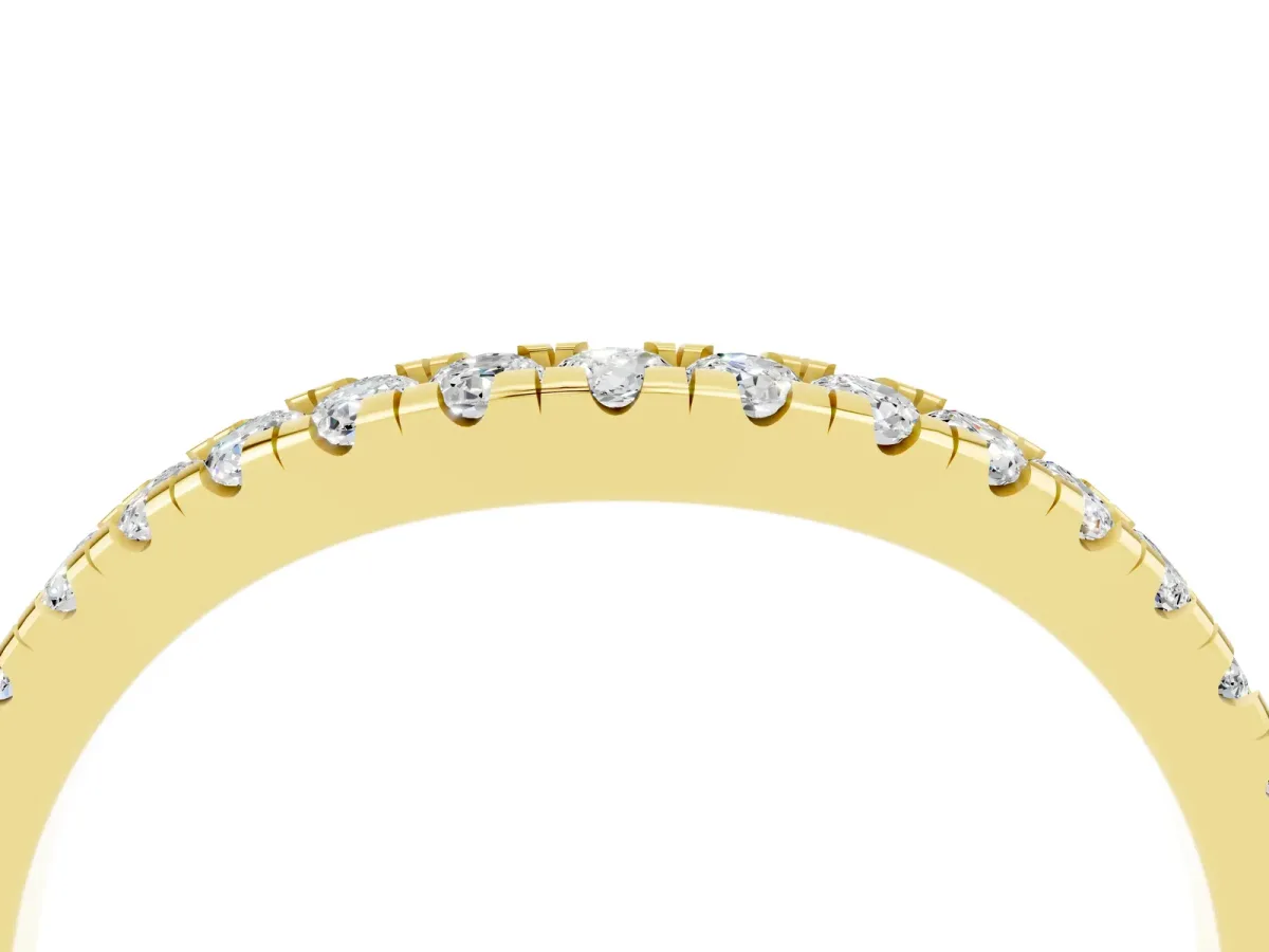 Moissanite Pavé Curved Wedding Band Yellow gold