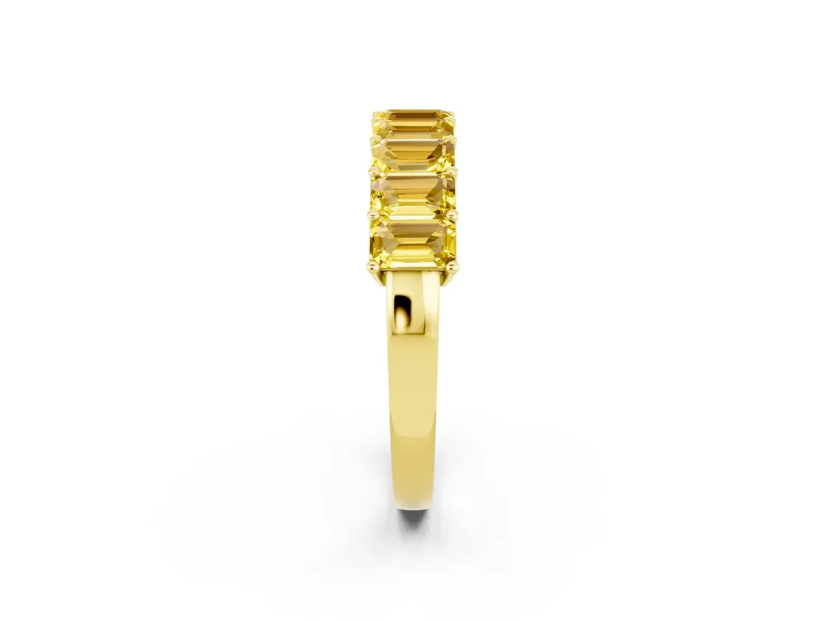 Emerald Cut Yellow Sapphire Prong-Set Eternity Band Yellow gold