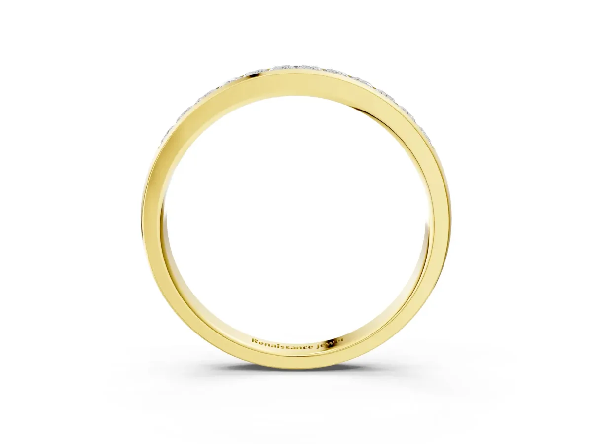 Princess Cut Channel Set Diamond Eternity Band Yellow gold