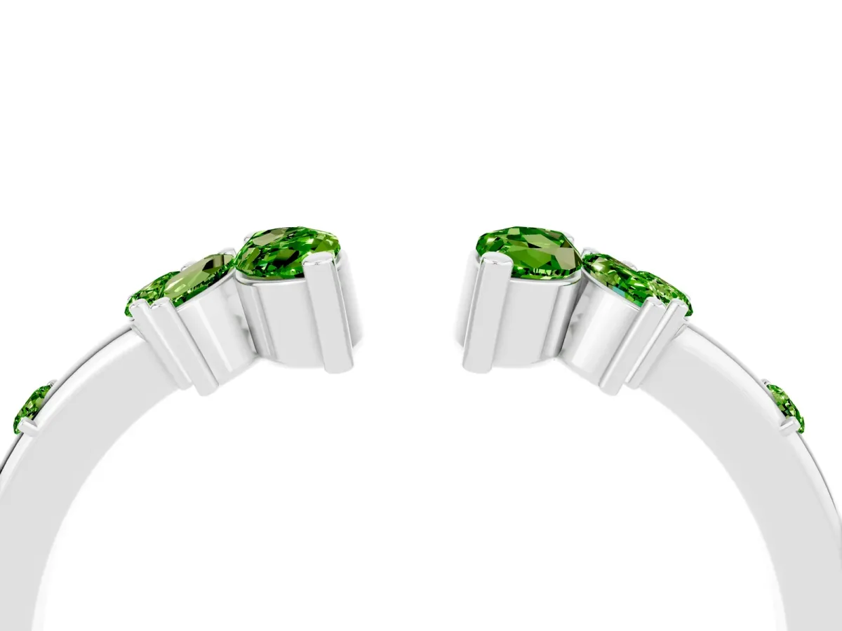 Open Marquise Cluster Peridot Band with Prong Setting Platinum