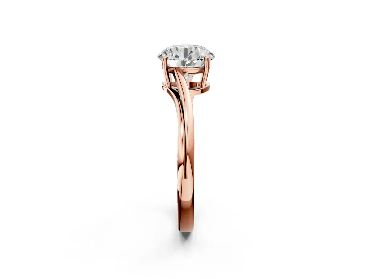 Round Cut Cut Solitaire Twist Band Ring with Four-Prong Setting Rose gold