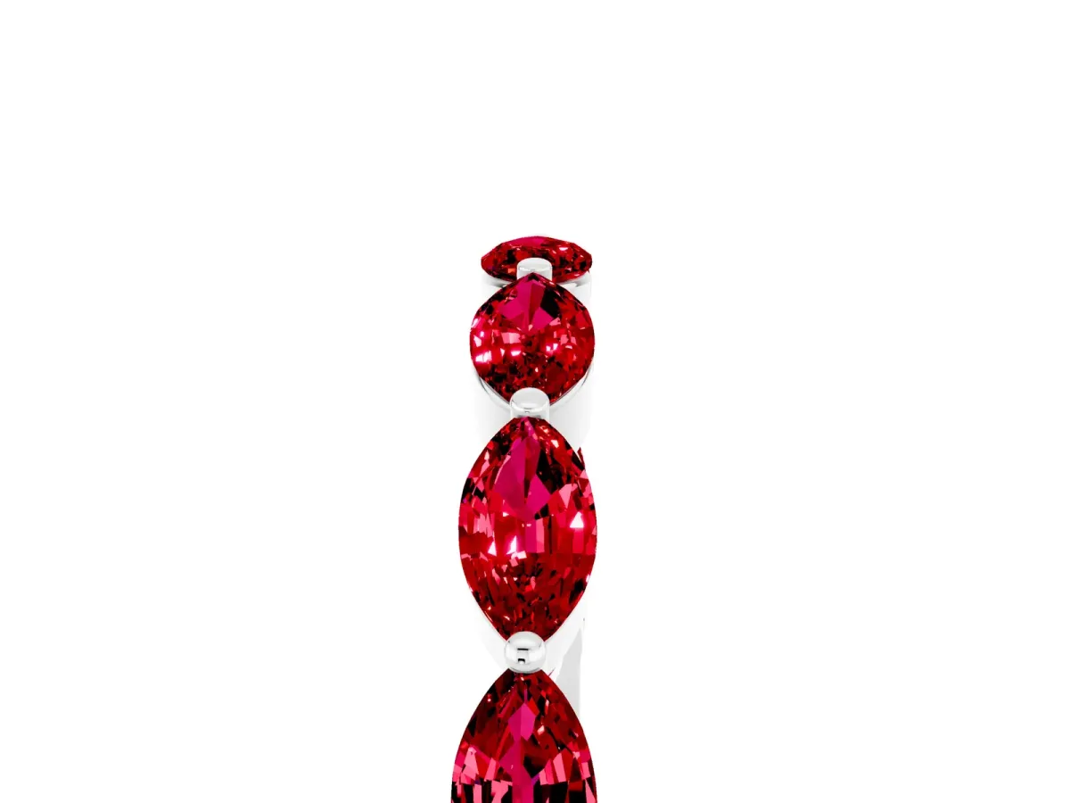 Marquise Ruby Half Eternity Band with Prong Setting Silver