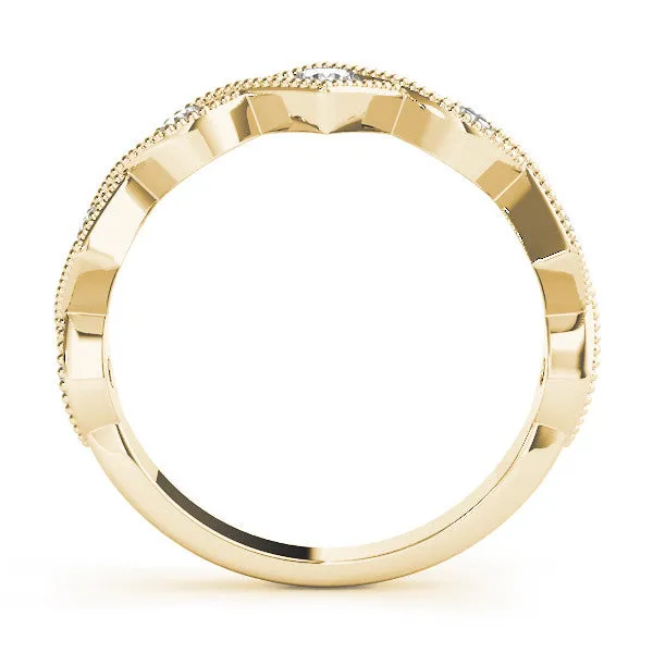 Milgrain Diamond Marquise and Square Band with Bezel Setting Yellow gold
