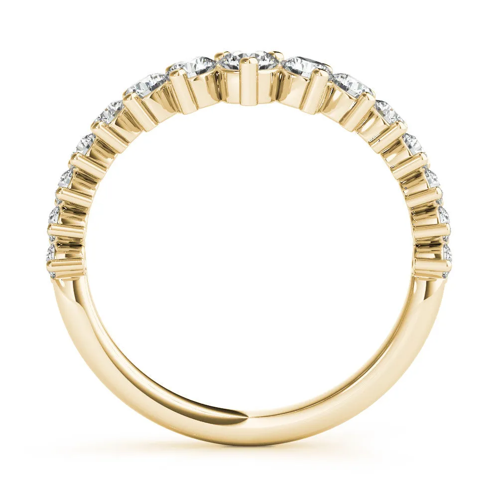 Round Diamond Prong Set White Gold Curved Band Yellow gold