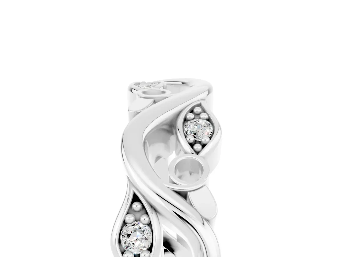 Marquise Moissanite Vine Eternity Band with Bezel Setting White gold