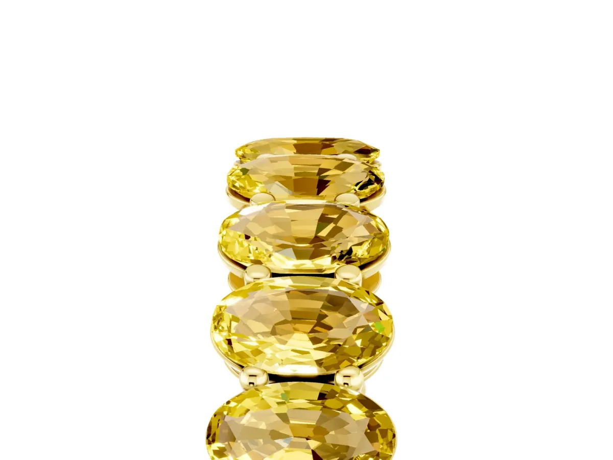 Oval Cut Yellow Sapphire Eternity Band with Shared Prong Setting Yellow gold