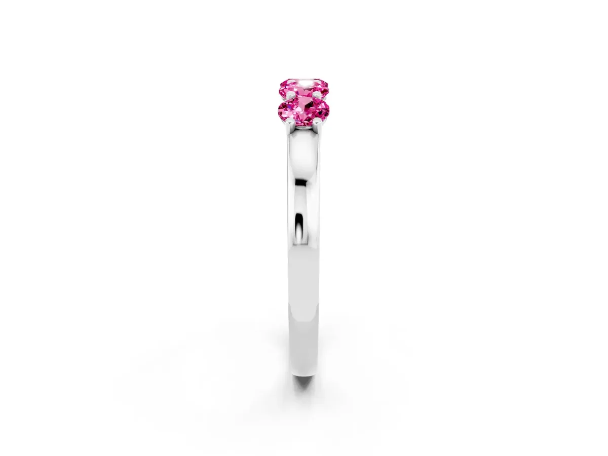 Four-Stone Round Pink Sapphire Prong-Set Band Silver