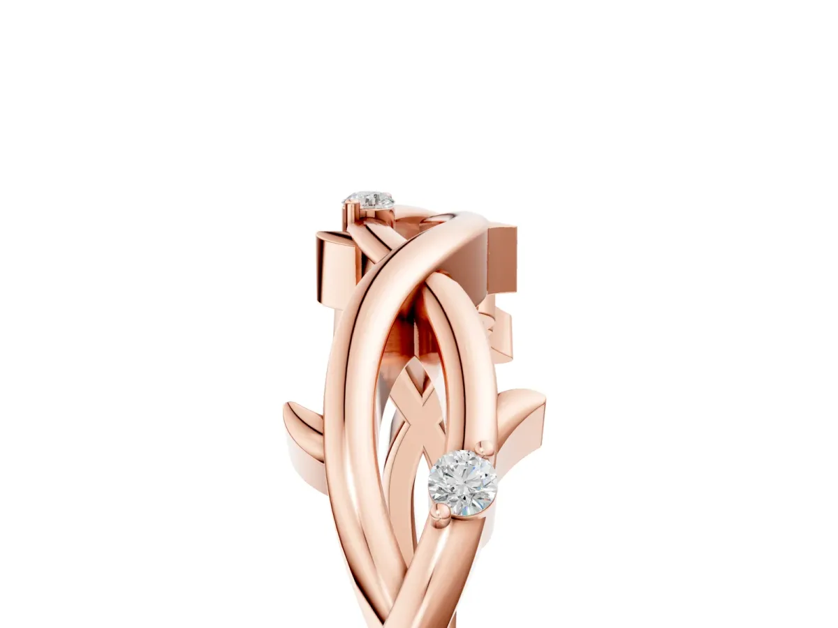 Prong Set Round Diamond Twist Band Rose gold