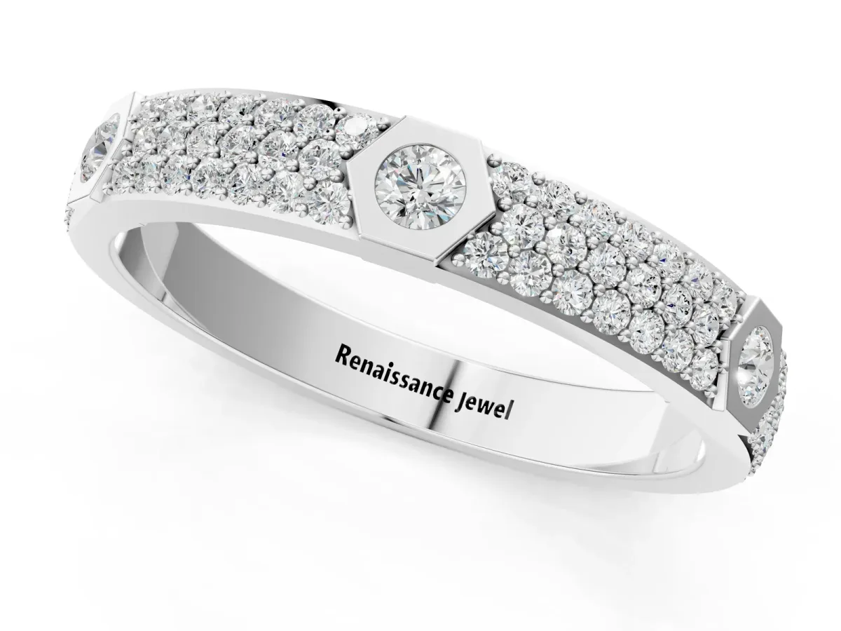 Round Diamond Pavé Promise Ring with Round Diamond Accents Silver