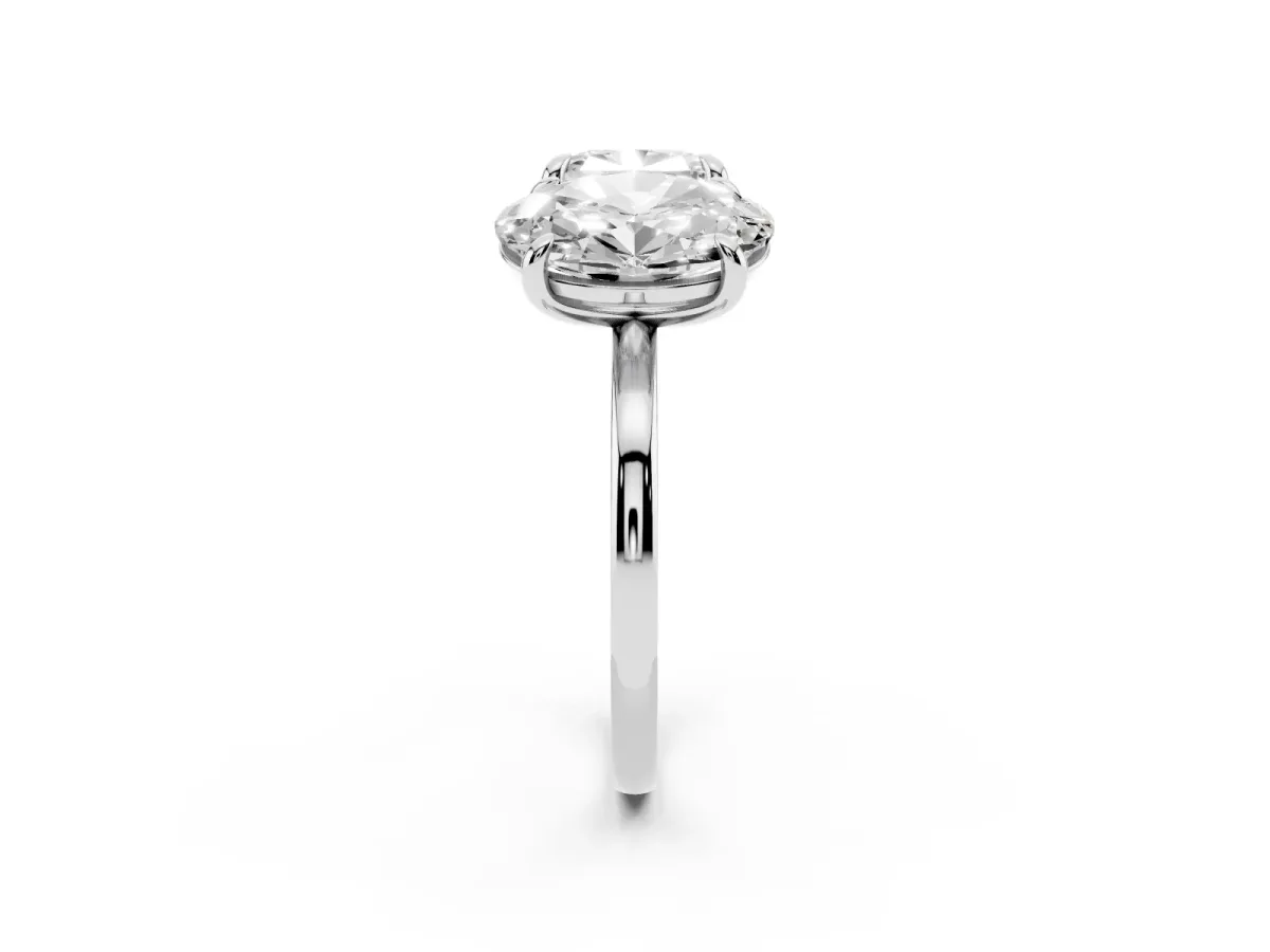 Oval and Cushion Toi Moi Ring with Prong Setting and Plain Band Silver