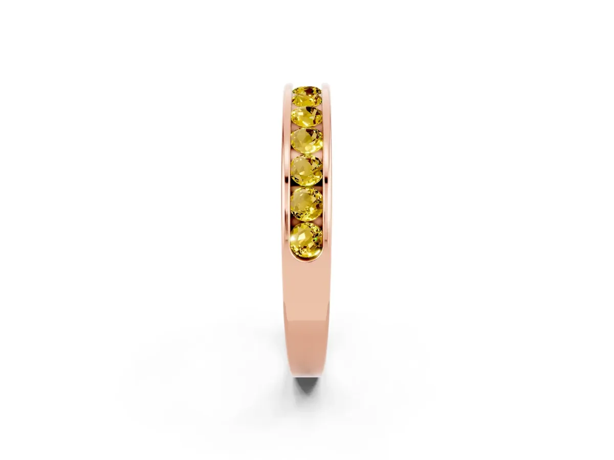 Channel Set Round Yellow Sapphire Eternity Band Rose gold