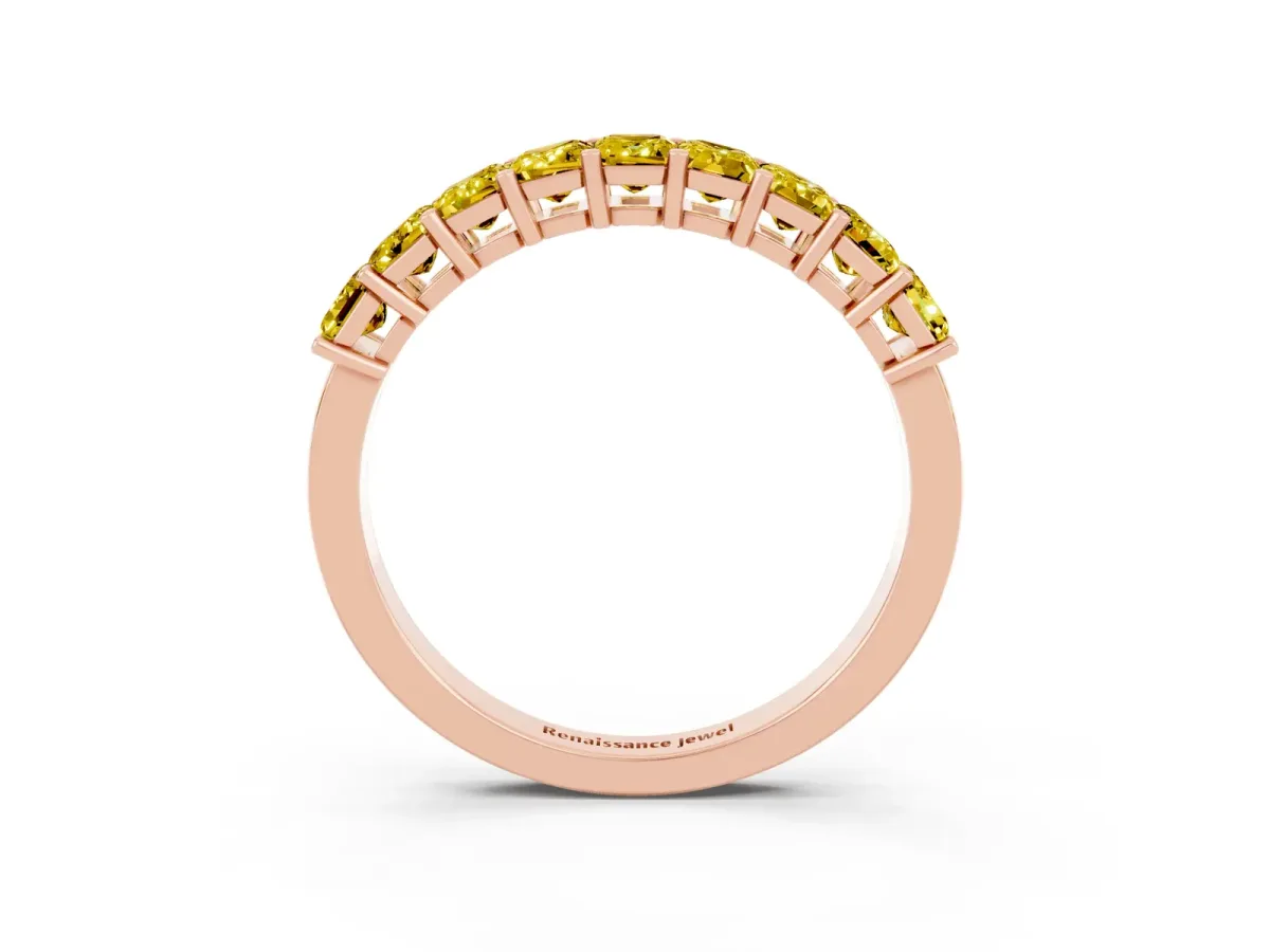 Emerald Cut Yellow Sapphire Prong-Set Eternity Band Rose gold