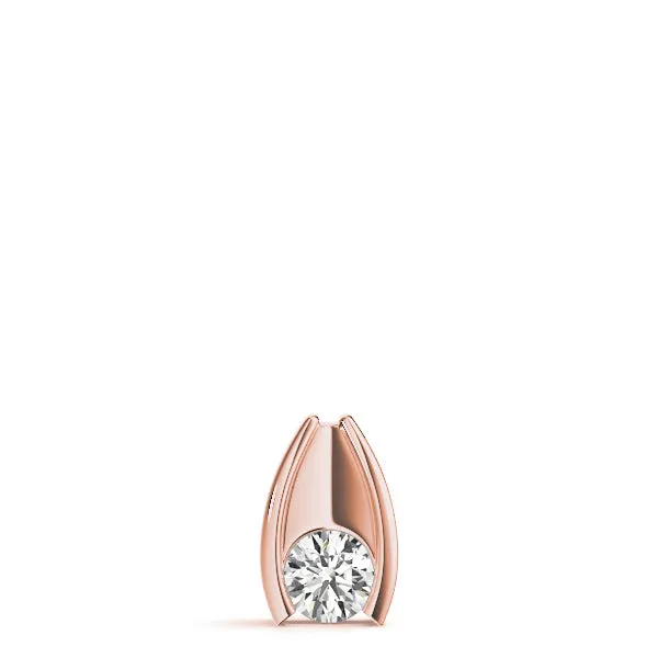 Round Bezel Solitaire Pendant with V-Prong Setting Rose gold