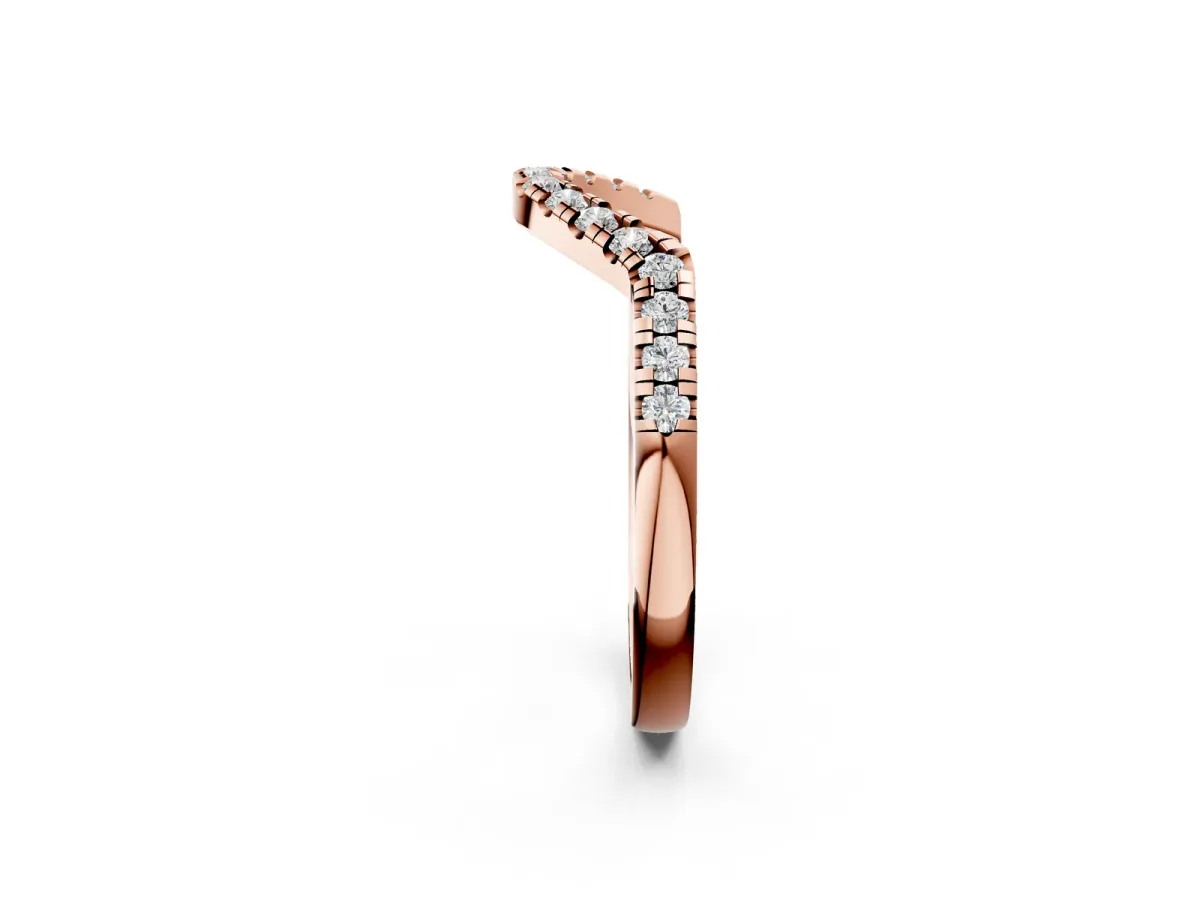 Diamond Curved Pavé Round Stone Contour Band Rose gold