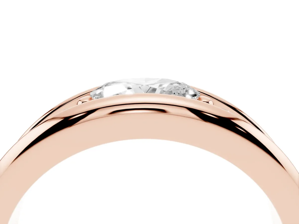 Oval Diamond Mens Ring with Round Diamond Accents Rose gold
