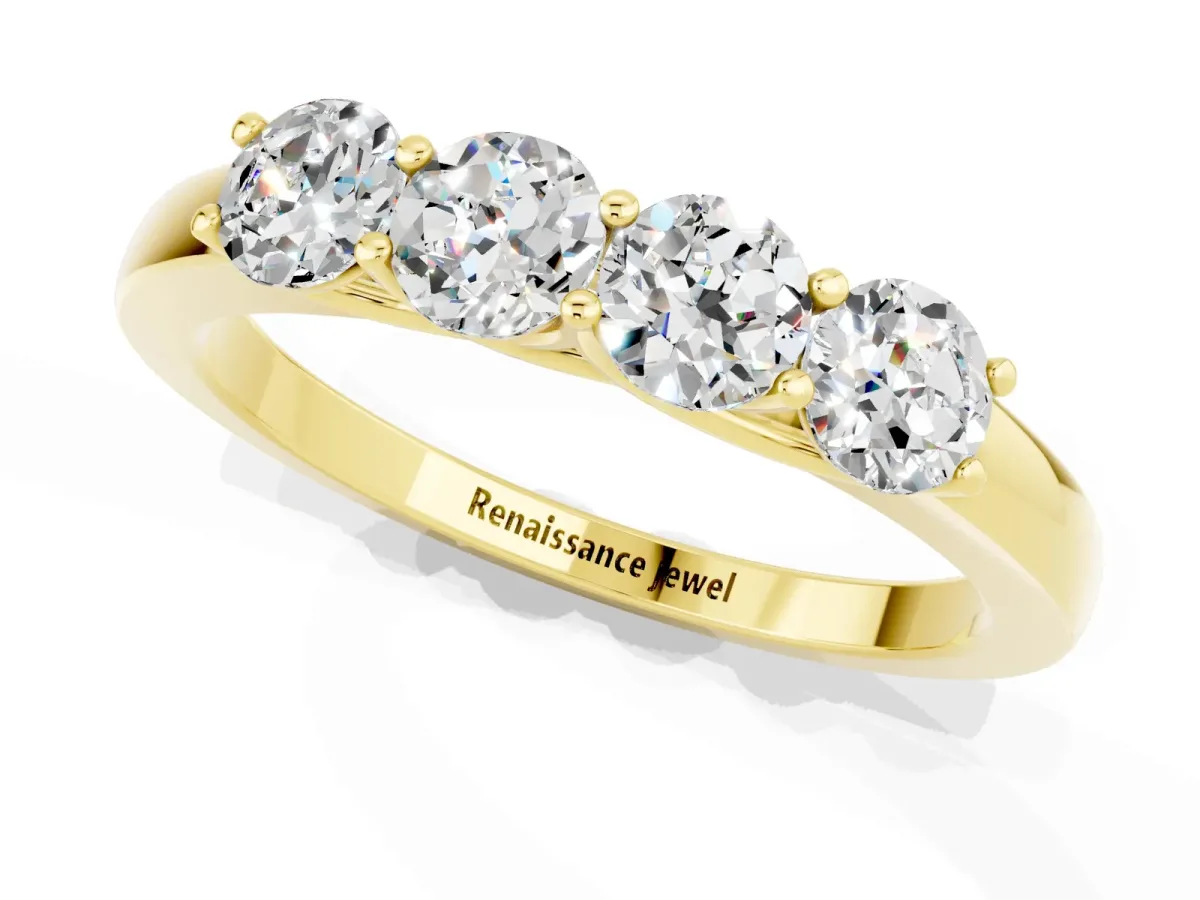 Four-Stone Round Moissanite Prong-Set Band Yellow gold