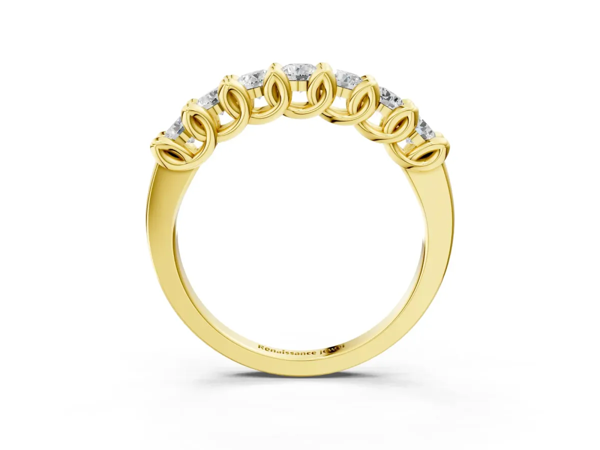 Round Diamond Prong-Set Half Eternity Band Yellow gold