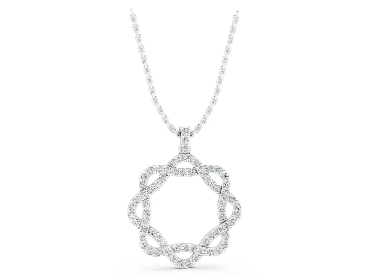 Round Diamond Pavé Infinity Pendant with Prong Setting White gold