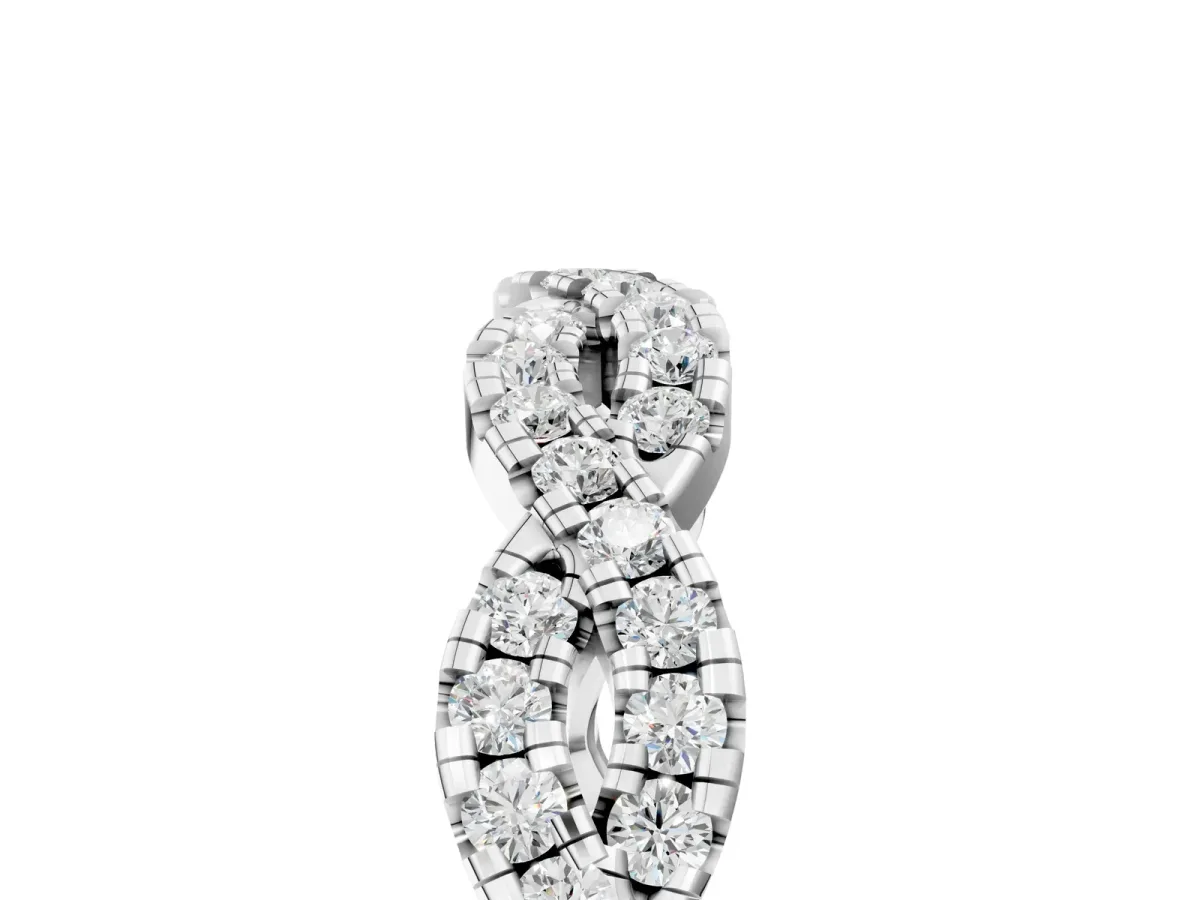 Round Diamond Twisted Eternity Band with Pavé and Shared Prong Setting Silver