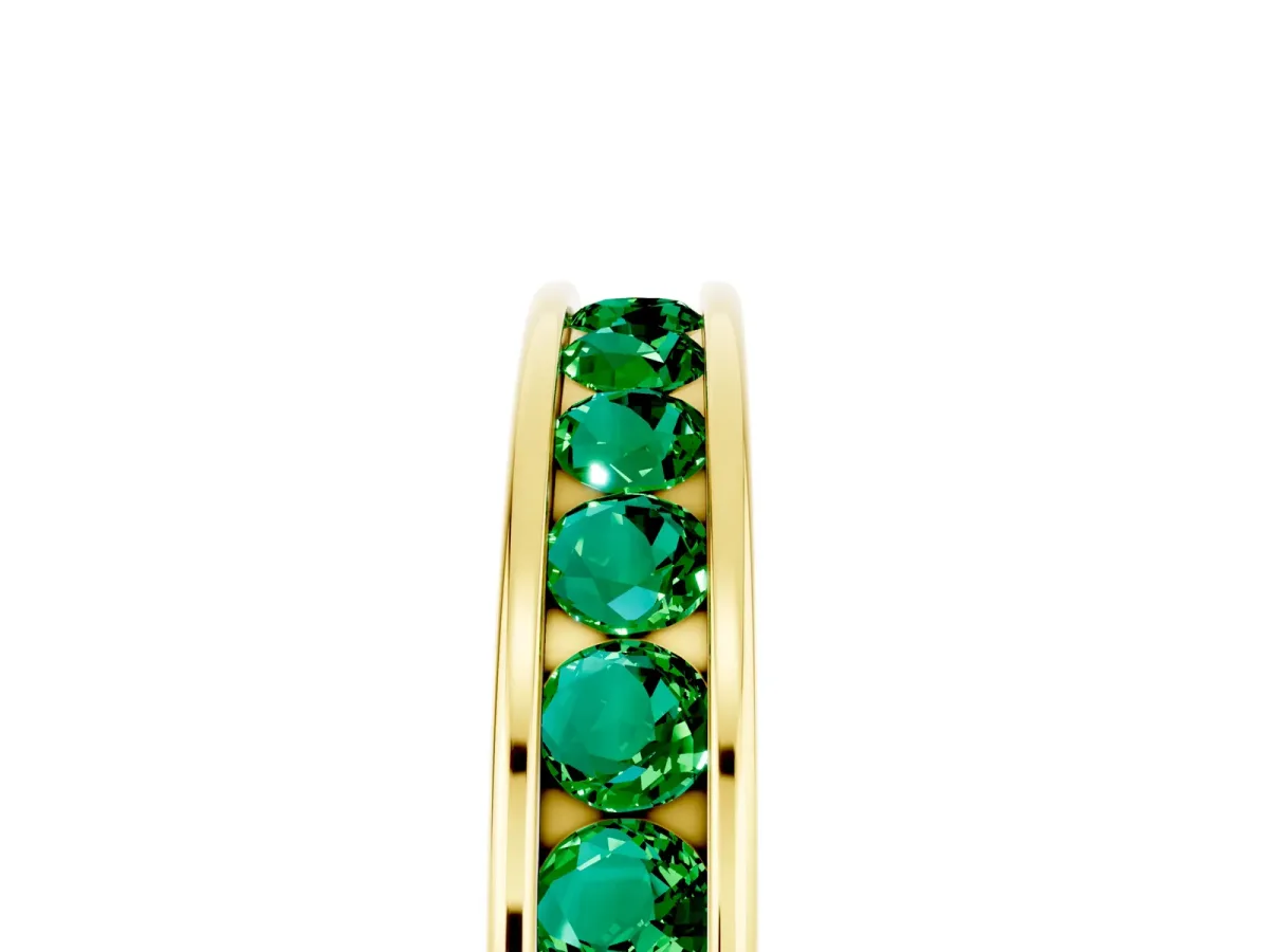 Channel Set Round Emerald Eternity Band Yellow gold