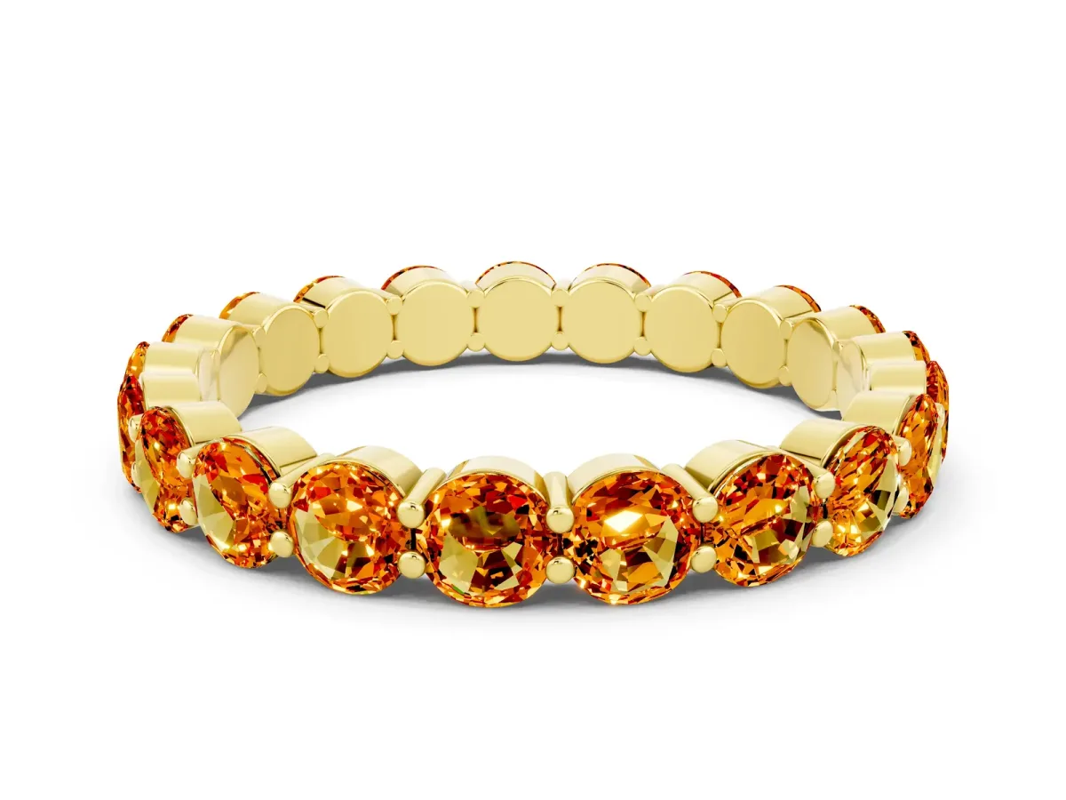 Round Citrine Eternity Band with U-Prong Setting Yellow gold