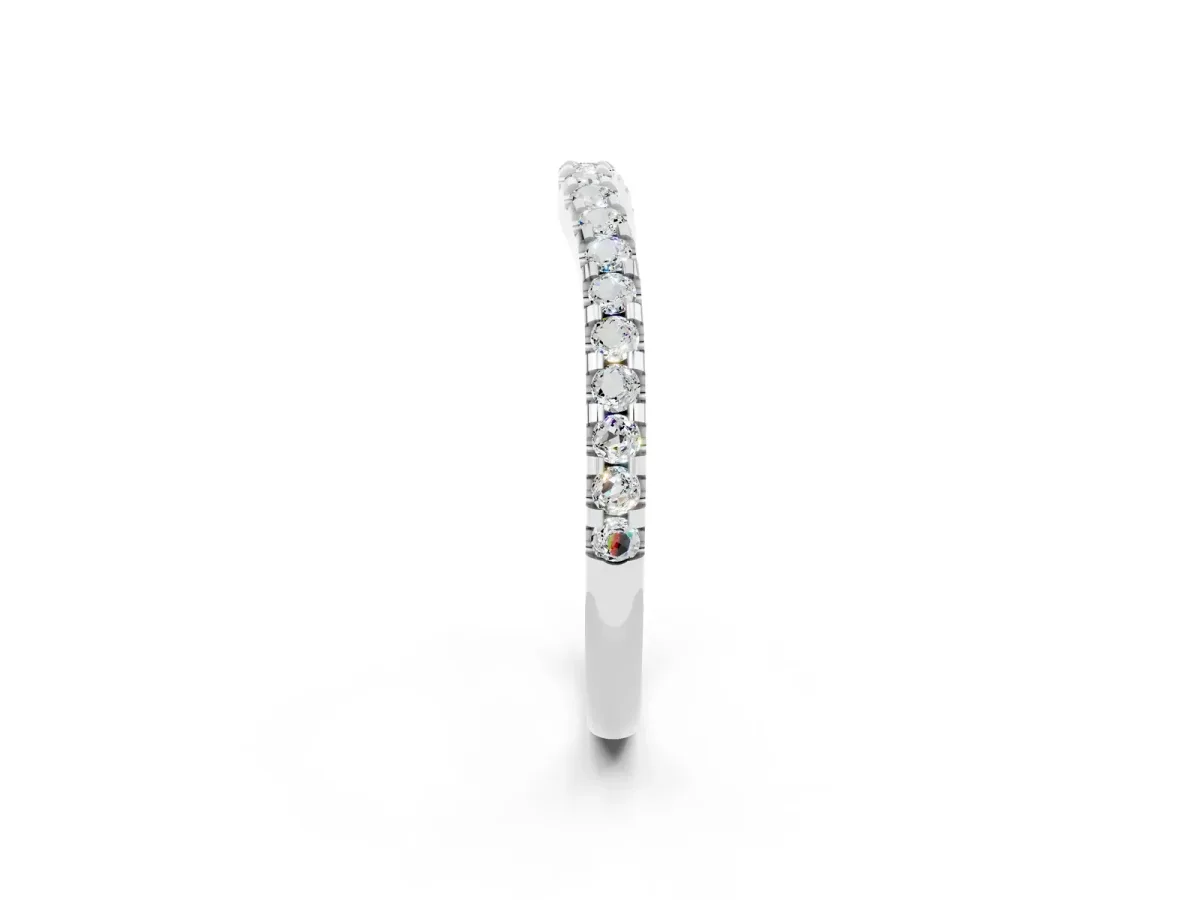 Round Moissanite Pavé Curved Wedding Band Platinum