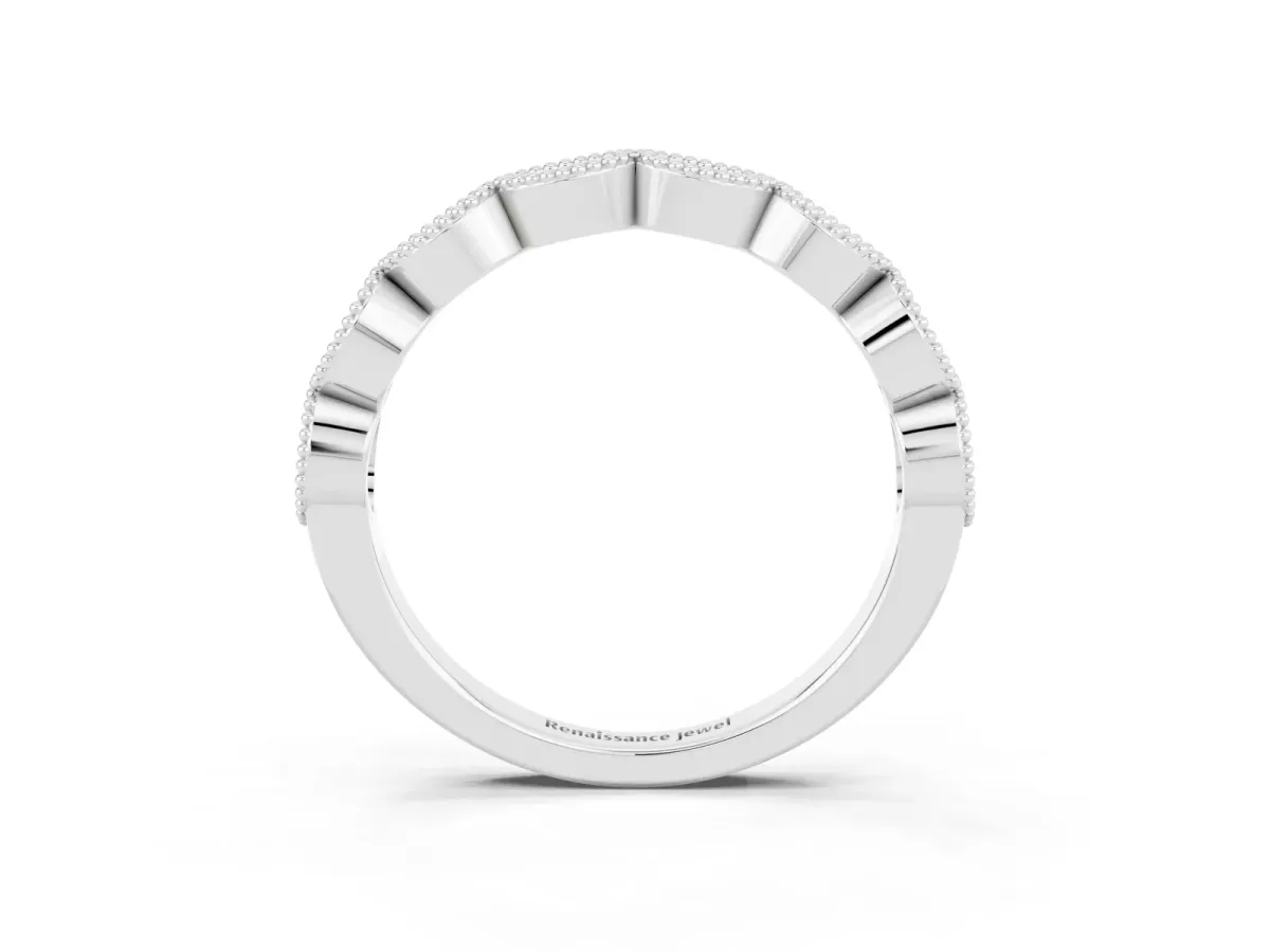 Milgrain Marquise Yellow Sapphire Half Eternity Band with Bezel Setting Platinum