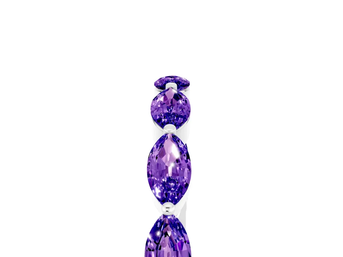 Marquise Tanzanite Half Eternity Band with Prong Setting Silver