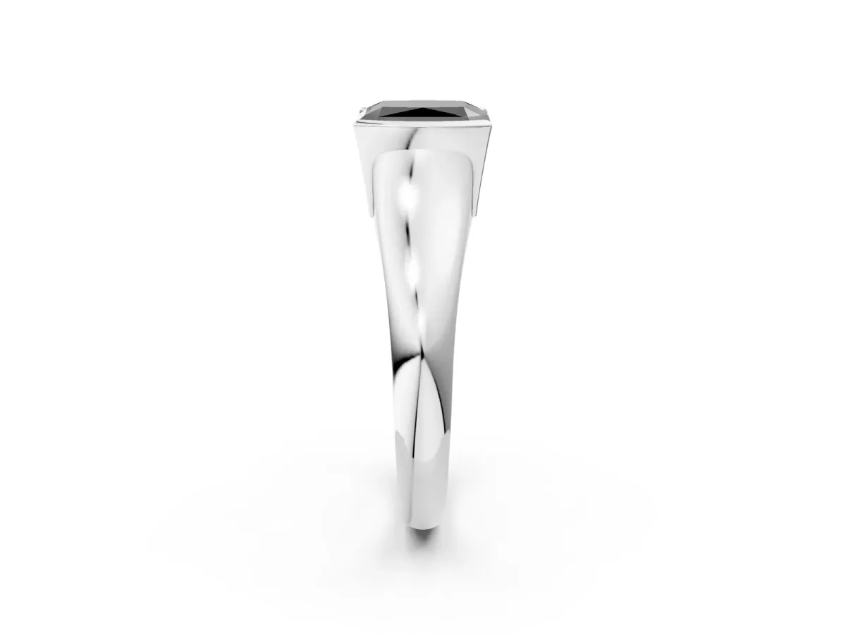 Fancy Black Radiant Cut Solitaire Tension Set Diamond Ring with Split Shank Band Platinum