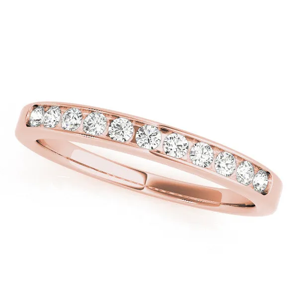 Round Diamond Channel Set White Gold Band Rose gold