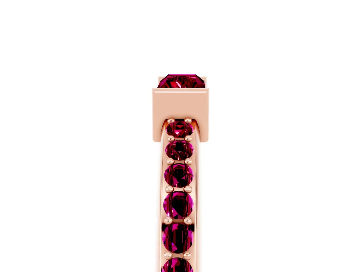 Baguette Garnet Pavé Band with Bar Setting Rose gold