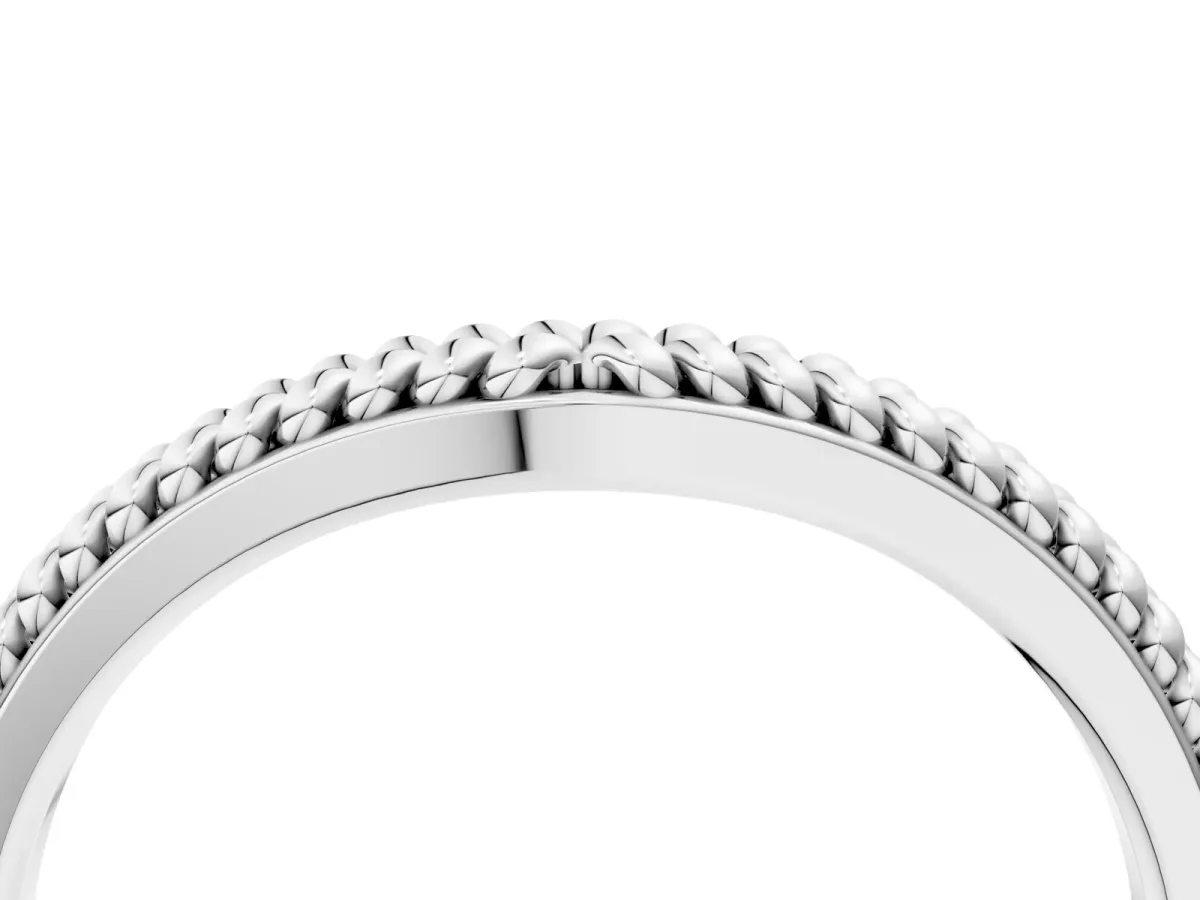 Braided Milgrain White Gold Contour Band White gold