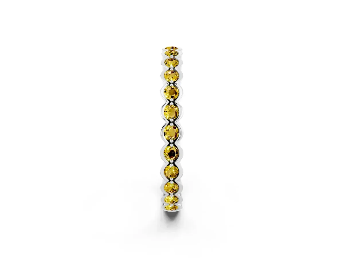 Round Yellow Sapphire Bezel Set Eternity Band Platinum