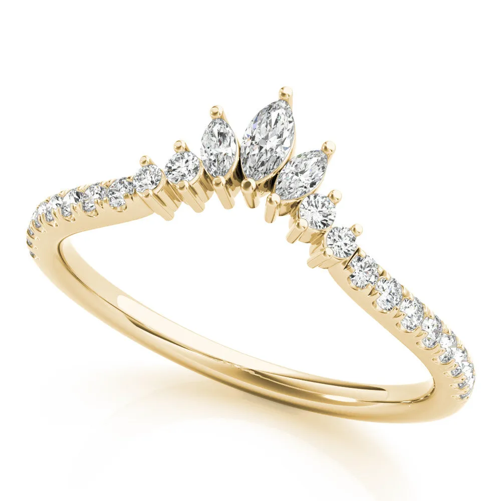 Marquise Cluster Diamond Pavé Band with Prong Setting Yellow gold