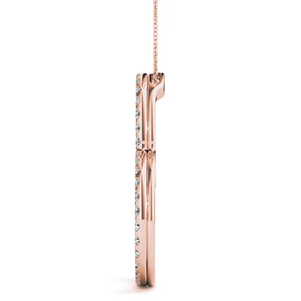 Pavé Round Diamond Heart Pendant with Prong Setting Rose gold