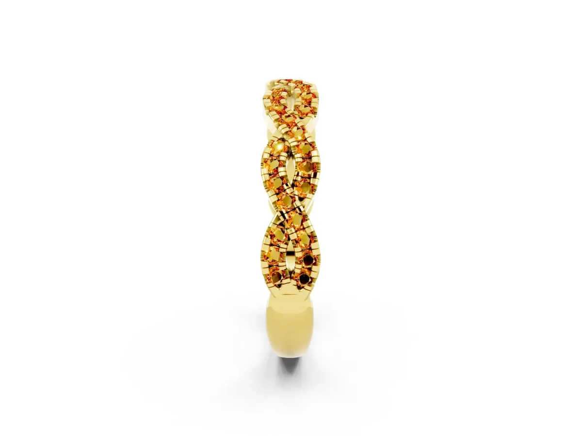 Round Citrine Twisted Eternity Band with Pavé and Shared Prong Setting Yellow gold