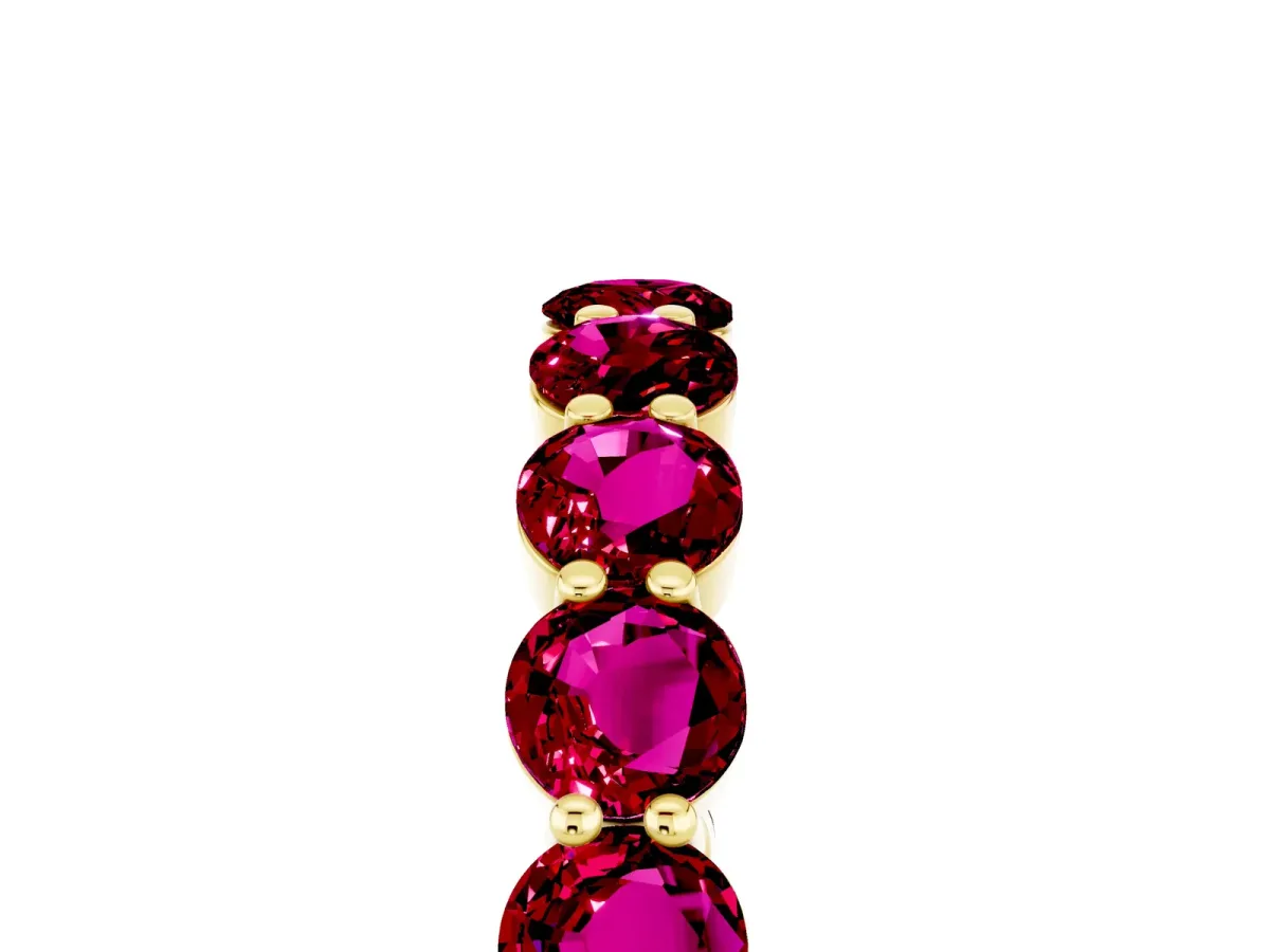 Round Garnet Eternity Band with U-Prong Setting Yellow gold