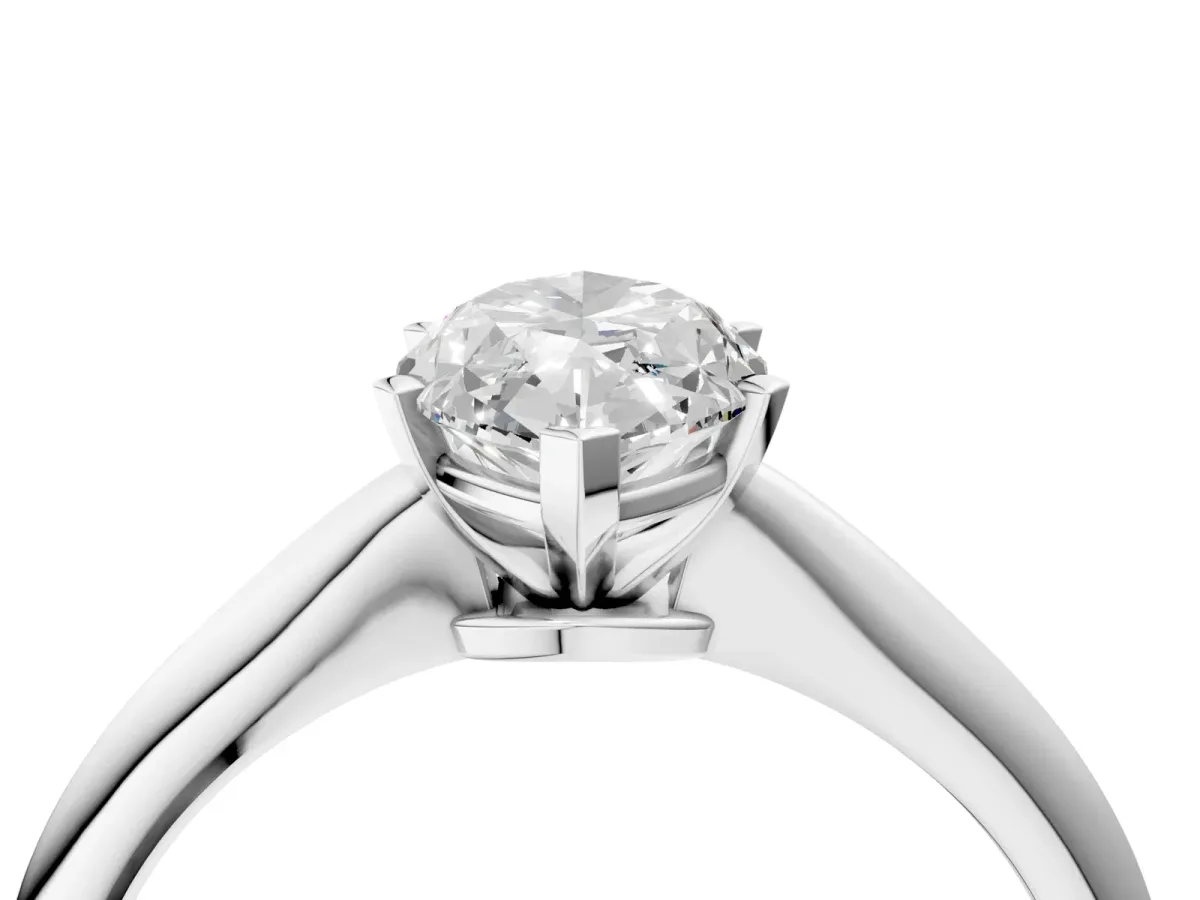 Marquise Cut Diamond Solitaire Engagement Ring with Classic Band and Four-Prong Setting Silver