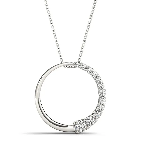 Pavé Round Diamond Half-Hoop Pendant White gold