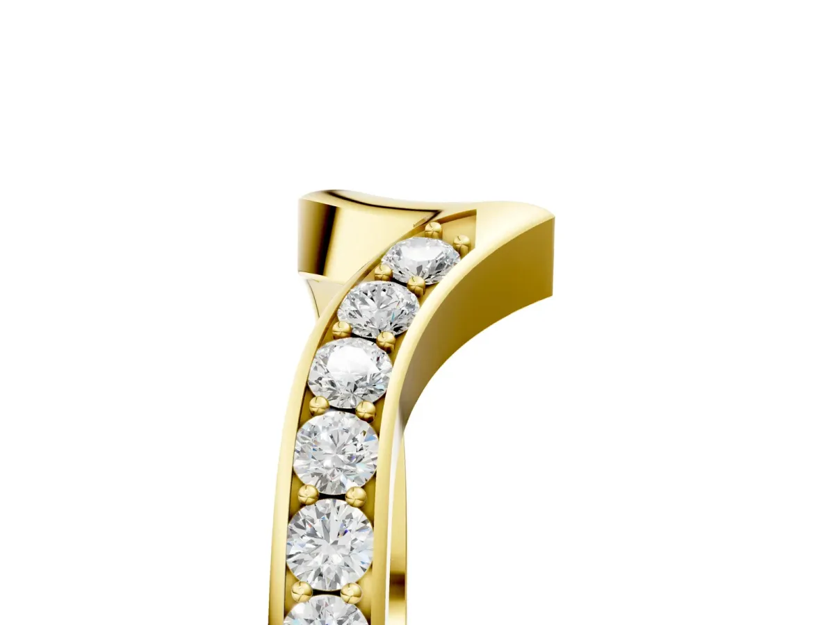Chevron Diamond Pavé Twist Band Yellow gold