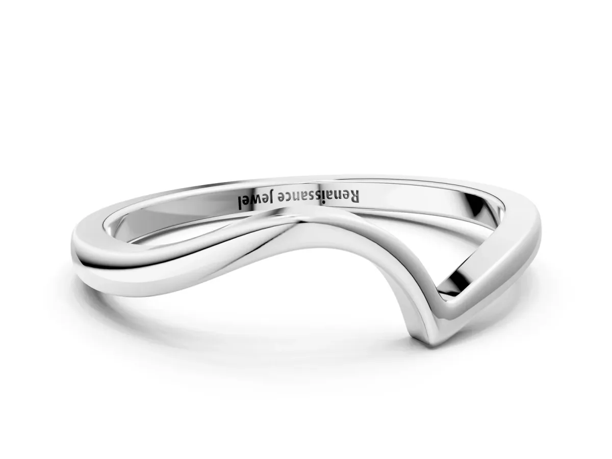 Curved Solitaire Band with Round Stone Setting White gold
