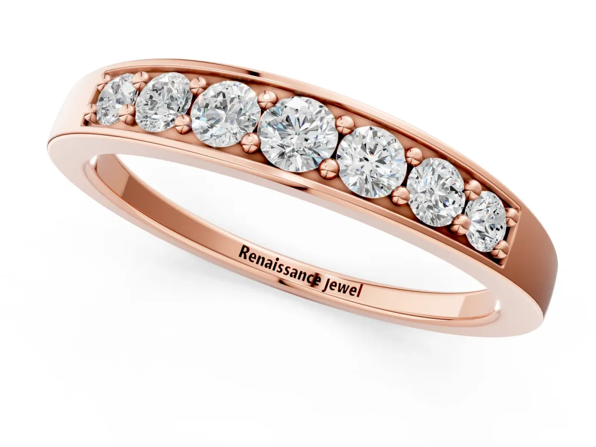 Channel-Set Round Diamond Comfort Fit Band Rose gold
