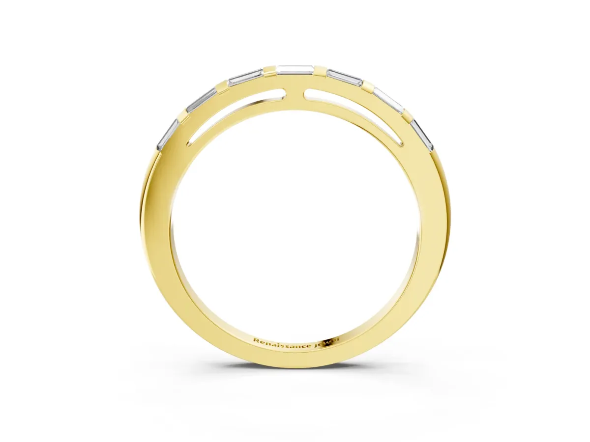 Channel Set Baguette Diamond Eternity Band Yellow gold