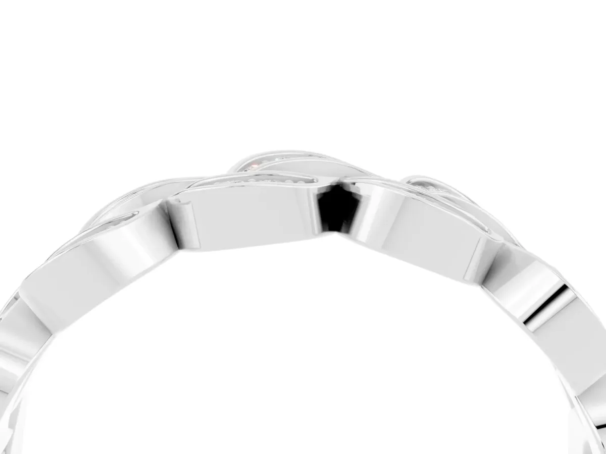 Pavé Round Moissanite Interlocking Eternity Band with Bezel Prong Setting Platinum