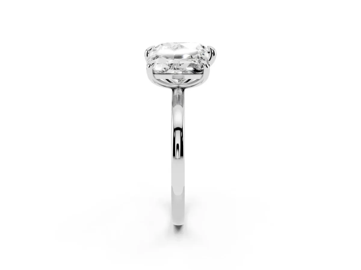 Radiant and Heart Toi Moi Ring with Prong Setting and Plain Band White gold