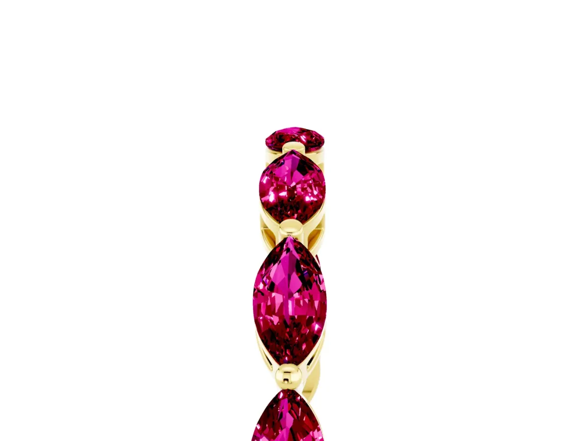 Marquise Garnet Eternity Band with U-Prong Setting Yellow gold