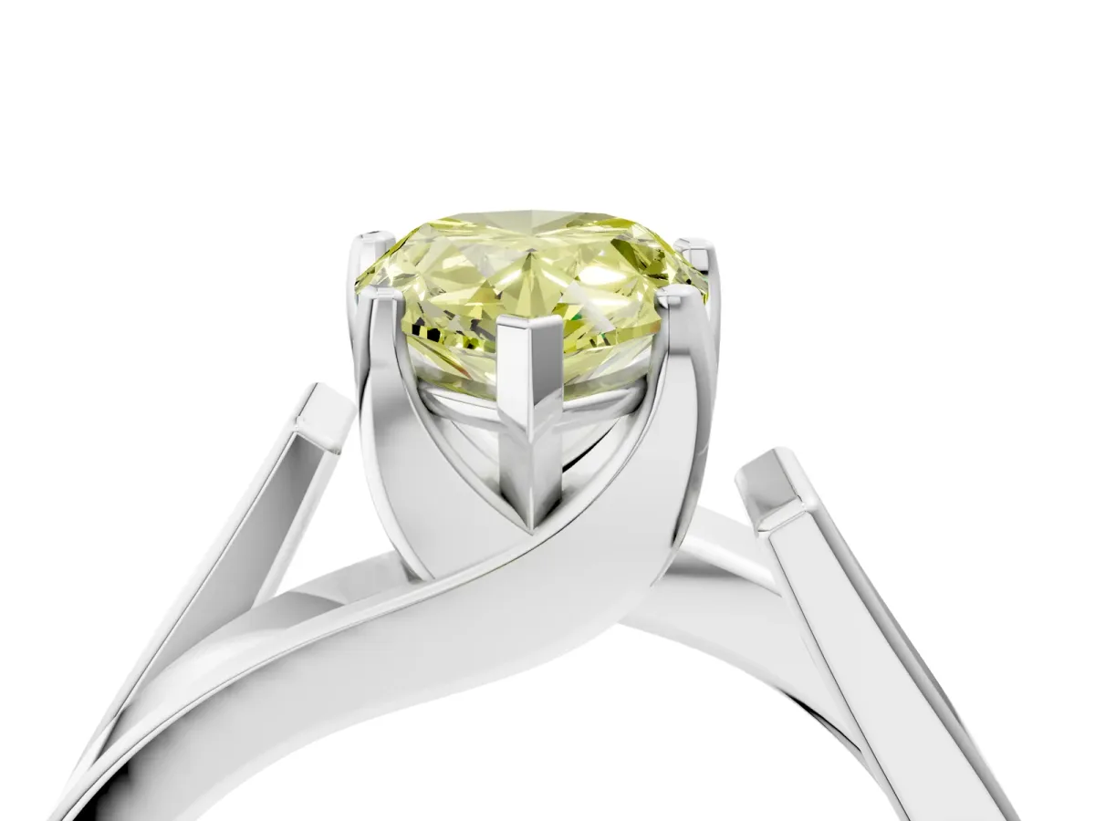 Fancy Yellow Modern Tension Set Pear Cut Diamond Solitaire Wide Band Ring Platinum